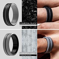 Thunderfit Silicone Wedding Rings For Men 2 Layers Blackroyal Blue Blackgrey Blackblue Greyblack 9510 198Mm