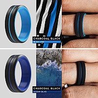 Thunderfit Silicone Wedding Rings For Men 2 Layers Blackroyal Blue Blackgrey Blackblue Greyblack 9510 198Mm