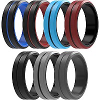 Thunderfit Silicone Wedding Rings For Men 2 Layers Blueblack Greyblack Dark Grey Blackred Blackblue Black Redblack