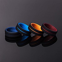 Thunderfit Silicone Wedding Rings For Men 2 Layers Blackorange Blackred Blackblue Blackroyal Blue 10511 206Mm