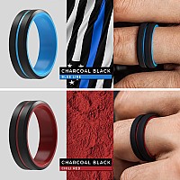 Thunderfit Silicone Wedding Rings For Men 2 Layers Blackorange Blackred Blackblue Blackroyal Blue 10511 206Mm