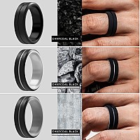 Thunderfit Silicone Wedding Rings For Men 2 Layers Greyblack Blackgrey Black Dark Metallicblack Blacksilver Bronzebla