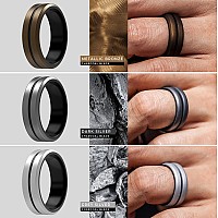 Thunderfit Silicone Wedding Rings For Men 2 Layers Greyblack Blackgrey Black Dark Metallicblack Blacksilver Bronzebla