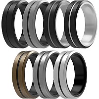 Thunderfit Silicone Wedding Rings For Men 2 Layers Greyblack Blackgrey Black Dark Metallicblack Blacksilver Bronzebla