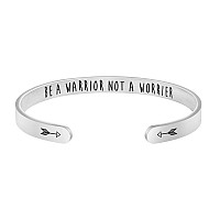 Joycuff Be A Warrior Not A Worrier Motivational Cuff Bracelet Gift For Women Girl Daughter Sister Wife Holiday Anniversary Speci