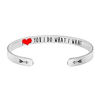 Joycuff I Do What I Want Mantra Cuff Bracelet Encouragement Gift For Her Funny Birthday Jewelry