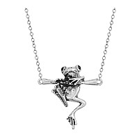 Cute Hanging Frog Pendant Necklace Vintage Silver Plated Funny Animal Necklace For Women Men Children Vintave