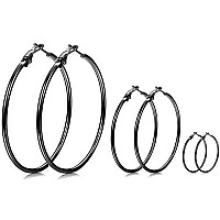 Cocamiky 3 Pairs Big Small Hoop Earringsstainless Steel Hoop Earrings For Women Girls