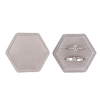 Designster Velvet Ring Box Hexagon Premium Gorgeous Vintage Double Ring Display Holder With Detachable Lid For Proposal Engag