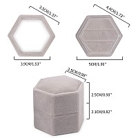 Designster Velvet Ring Box Hexagon Premium Gorgeous Vintage Double Ring Display Holder With Detachable Lid For Proposal Engag