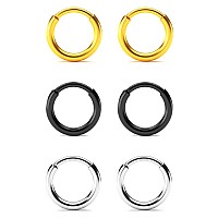 Surgical Stainless Steel Hoop Earrings Endless Small Hoop Earrings Set For Men Women Hypoallergenic Tragus Earrings81012Mm