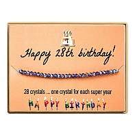 Kgbncie Happy 28Th Birthday Gifts For Women Crystal Beads Bracelet Adjustable Bracelet 28 Birthday Gifts For Her With Message Ca