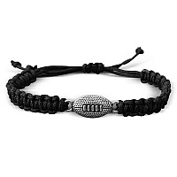 Sportybella Football Bracelet Adjustable Paracord Bracelets Black Unisex Football Charm Bracelet Weaved Bracelet String Wf