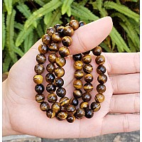 Adabele Real Natural Golden Yellow Tigers Eye Gemstone Beaded Bracelet 7 Inch Stretch Chakras Healing Crystal Stone Jewelry Ene