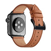 Bestig Band Compatible For Apple Watch 42Mm 44Mm 45Mm 49Mm Genuine Leather Replacement Strap For Iwatch Series 8 7 6 Se 5 4 3 2