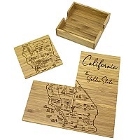 Totally Bamboo California State Puzzle 4 Piece Bamboo Coaster Set With Case