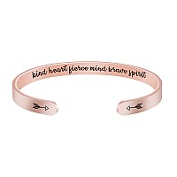 Joycuff Rose Gold Bracelet 18K Jewelry Women Inspirational Gift For Her Kind Heart Fierce Mind Brave Spirit