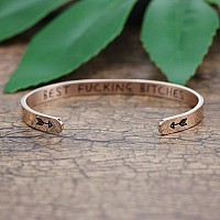 Joycuff Brithday Gifts For Her 18K Rose Gold Plated Jewelry Mantra Cuff Bangle Bracelet Funny Gift For Bff Best Friend Friendshi