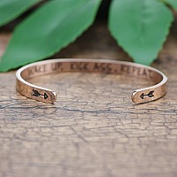 Joycuff Wake Up Kick As Repeat Rose Gold Bracelet Inspirational Feminist Women Jewelry Funny Gift For Sister Wife Mom Daughter