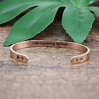 Joycuff 18K Rose Gold Plated Jewelry Funny Gift For Her Inspirational Bracelet Motivational Cuff Friend Encouragement Bangle I A