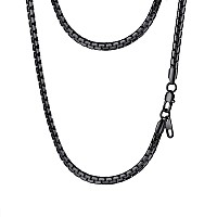 Prosteel Black Chain For Men Women Gothic Goth Jewelry Gift Minimalist Round Box Chain Black Necklace