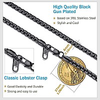 Prosteel Black Chain For Men Women Gothic Goth Jewelry Gift Minimalist Round Box Chain Black Necklace