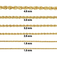 Kooljewelry 10K Yellow Gold Rope Chain Necklace 18 Mm 20 Inch