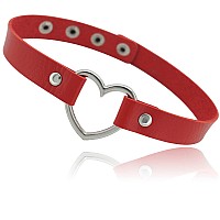 Ethoon Love Heart Choker Pu Leather Choker Necklace Goth Choker Collar Chain Red