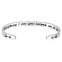 Fesciory Inspirational Bracelets For Womenstainless Steel Engraved Personalized Positive Mantra Quote Keep Going Cuff Bangle Co