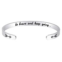 Fesciory Inspirational Bracelets For Womenstainless Steel Engraved Personalized Positive Mantra Quote Keep Going Cuff Bangle Co