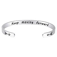 Fesciory Inspirational Bracelets For Womenstainless Steel Engraved Personalized Positive Mantra Quote Keep Going Cuff Bangle Co