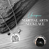 Sportybella Martial Arts Necklace Black Belt Charm Pendant Necklace Karate Judo Mma Taekwondo Or Jiu Jitsu Gift