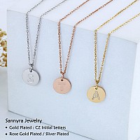 Sannyra Initial Necklaces For Women 18K 26 Capital Egold Plated Letter Necklace Disc Double Side Pendant Dainty Adjustable Al