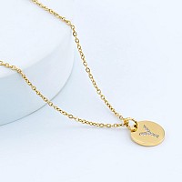 Sannyra Initial Necklaces For Women 18K 26 Capital Ygold Plated Letter Necklace Disc Double Side Pendant Dainty Adjustable Al