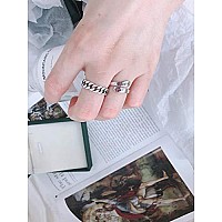 Faith Cross Sterling Silver Open Statement Rings Adjustable Minimalist Hope Love Eternity Wedding Band Promise Ring Wrap Finger