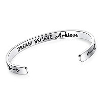 Sam Lori Inspirational Cuff Bracelet Bangle Keep Going Motivational Mantra Quote Stainless Steel Engraved Best Friend Sister G