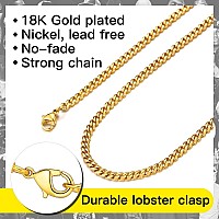 Suplight Gold Chain For Men Cuban Link 3Mm Gold Chain Curb Link Chain Mens Chains Neck Chain Men