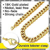 Suplight 12Mm 316L Stainless Steel Chunky Miami Cuban Chains Necklaces Statement Hip Hop Punk Jewelry 18K Gold Plated Short Curb