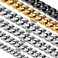 3Mm 316L Stainless Steel Miami Cuban Chains Necklaces Hip Hop Punk Jewelry Waterproof Short Curb Cuban Link Chain Necklace For M