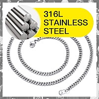 3Mm 316L Stainless Steel Miami Cuban Chains Necklaces Hip Hop Punk Jewelry Waterproof Short Curb Cuban Link Chain Necklace For M