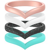 Thunderfit Thin Heart Shaped Silicone Wedding Rings For Women Rose Gold White Black Teal Glitter Teal 354 149Mm