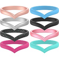 Thunderfit Thin Heart Shaped Silicone Wedding Rings For Women Black Silver Teal Rose Gold Rose Pink Black Teal Glitter Me