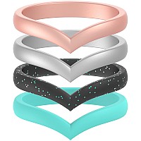 Thunderfit Thin Heart Shaped Silicone Wedding Rings For Women Black Teal Glitter Rose Gold Silver Teal 354 149Mm