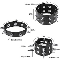 Hicarer 6 Pcs Spiked Studded Bracelets Punk Leather Rivets Bracelet Cuff For Men Women Halloween Accessoriesclassic Style