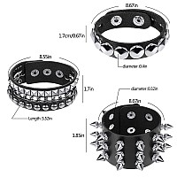 Hicarer 6 Pcs Spiked Studded Bracelets Punk Leather Rivets Bracelet Cuff For Men Women Halloween Accessoriesclassic Style