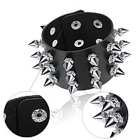 Hicarer 6 Pcs Spiked Studded Bracelets Punk Leather Rivets Bracelet Cuff For Men Women Halloween Accessoriesclassic Style