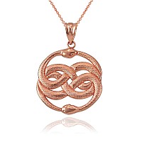 La Blingz 14K Rose Gold Double Infinity Ouroboros Snakes Pendant Necklace 20 Necklace