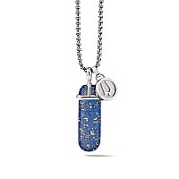 Bulova Mens Classic Round Box Link Chain Necklace With Polished Pendant