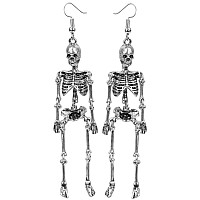 Szxc Womens Jointed Skeleton Dangle Long Earrings 312 Inch Ultra Light Lead Nickle Free Halloween Costume Accessori