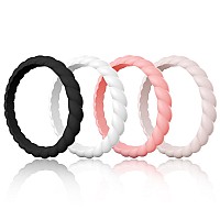 Egnaro Silicone Wedding Ring For Womenseamless Thin And Stackble Braided Rubber Wedding Bands Rubber Rings For Women